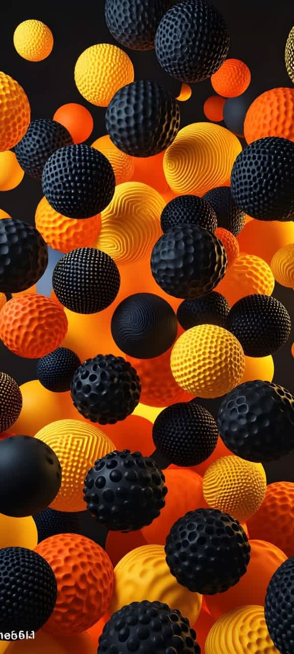 Textured Spheres in Orange and Black — phone wallpaper