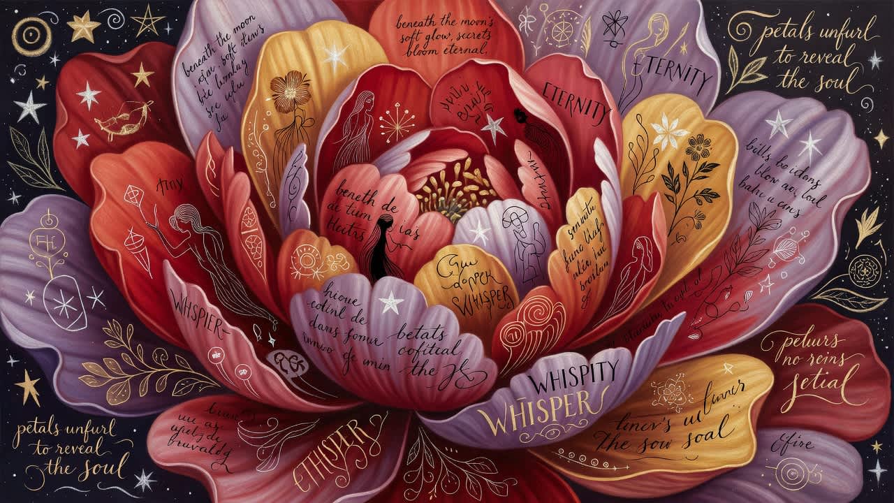 Cosmic Bloom of Whispering Petals — desktop wallpaper preview