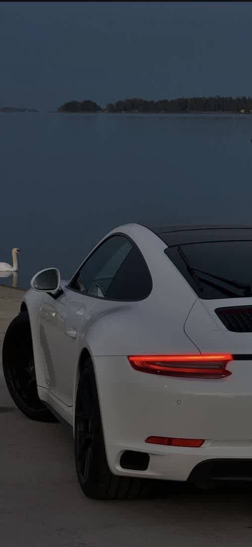 Luxury Car and Swan at Twilight — phone wallpaper