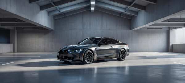 Sleek BMW M4 in Concrete Garage — desktop wallpaper