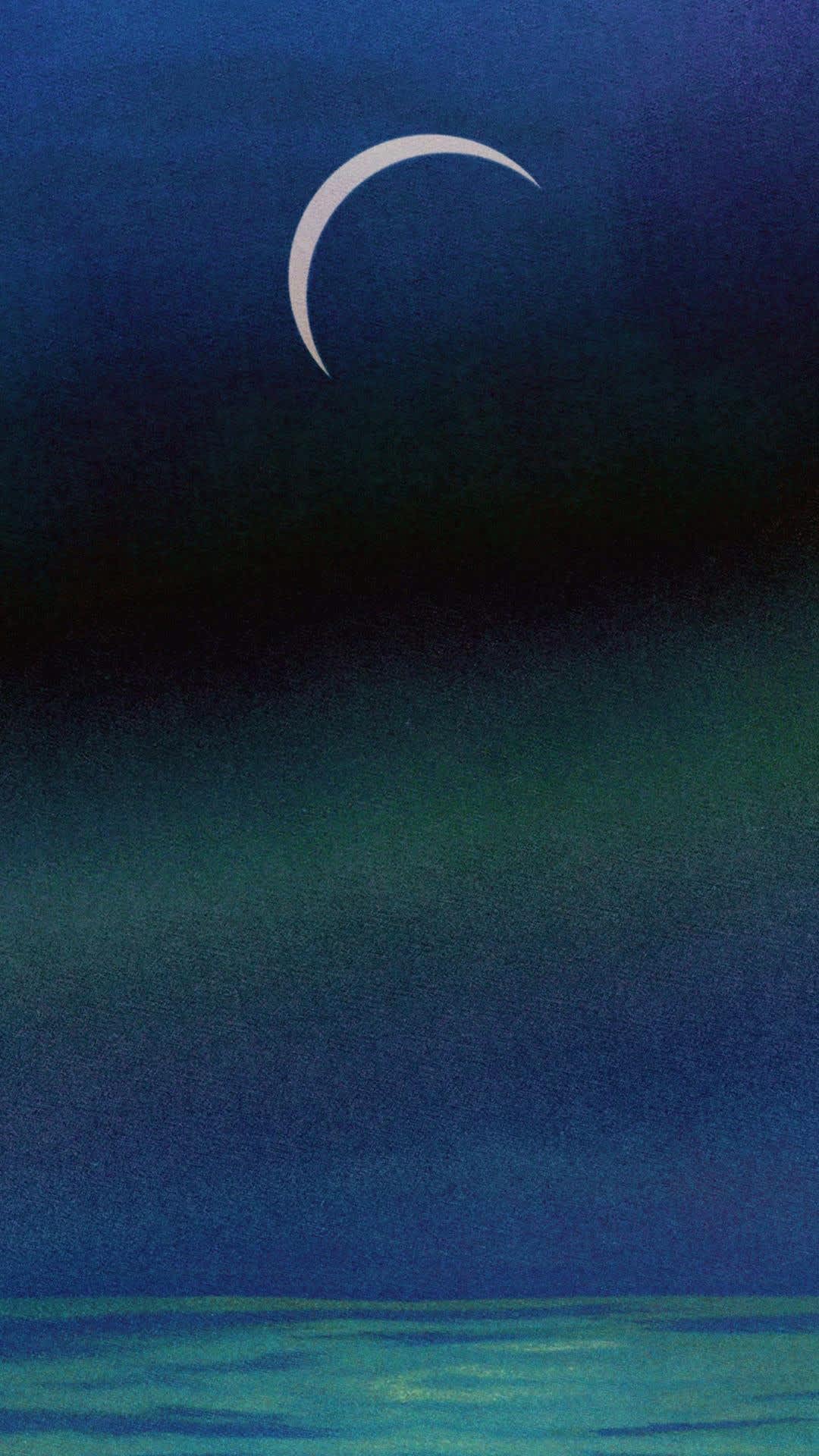 Crescent Moon Over Dark Ocean — phone wallpaper preview