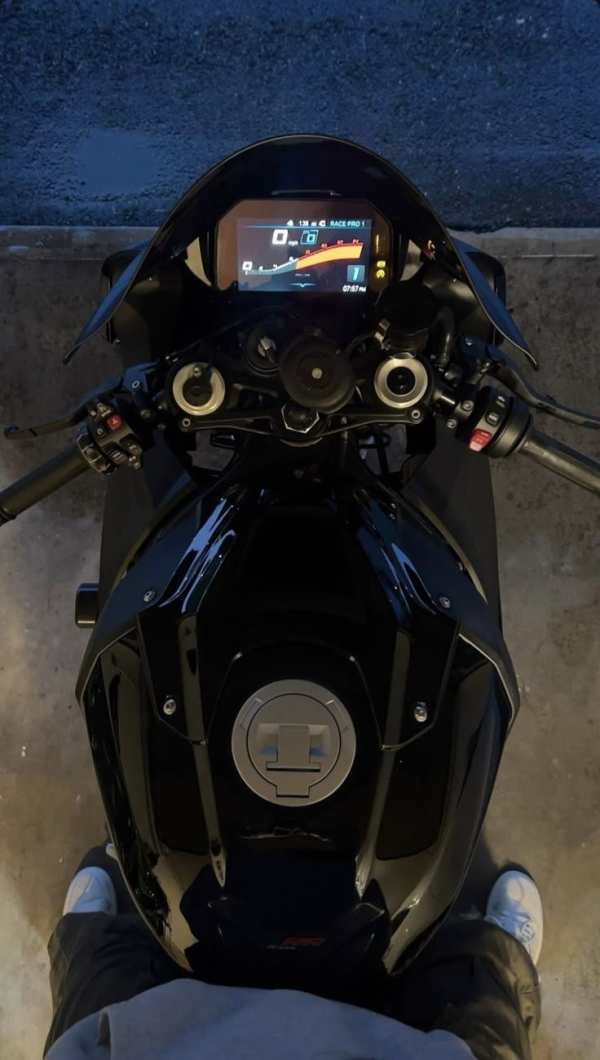 Sleek Black Sportbike Digital Display — phone wallpaper