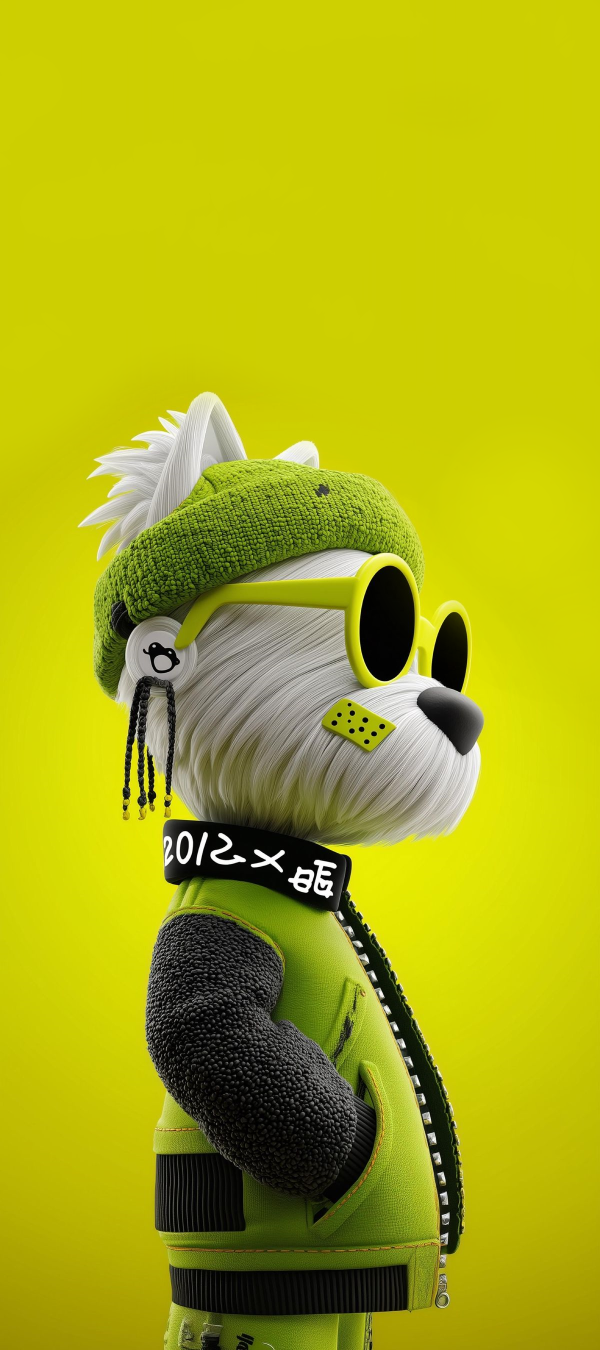 Hipster Dog Neon Yellow Green — phone wallpaper