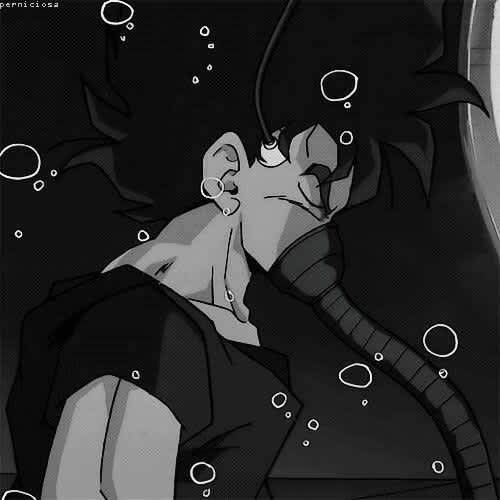 Submerged Anime Figure with Bubbles — tablet wallpaper preview