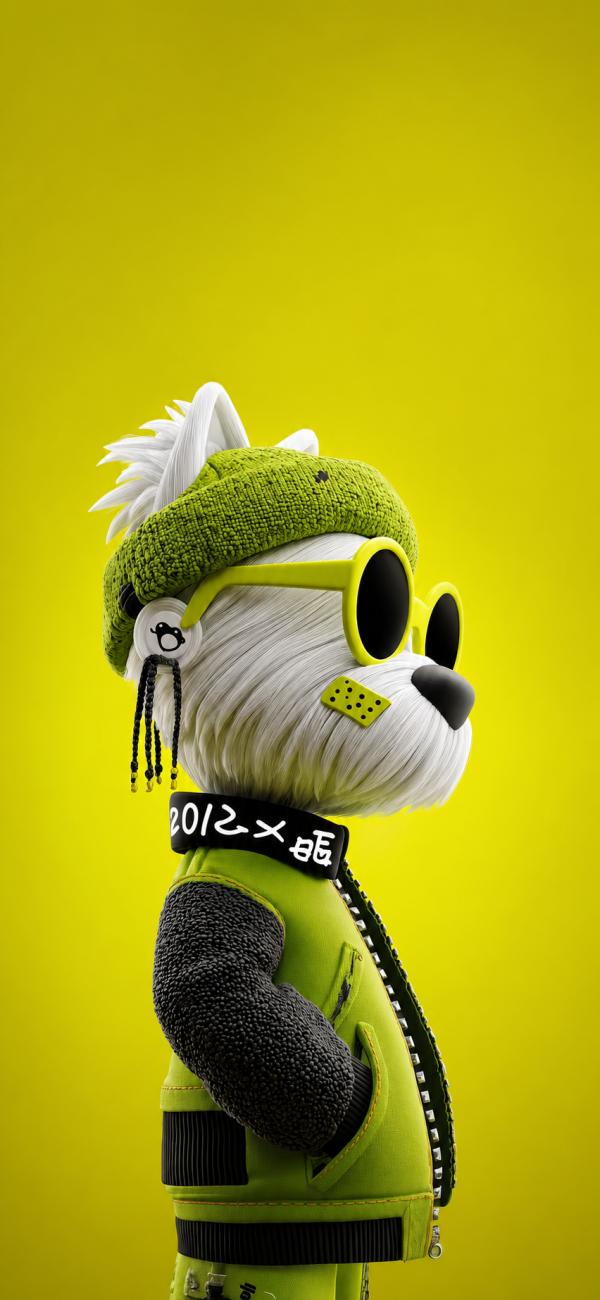 Cool Urban Canine in Neon Green — phone wallpaper