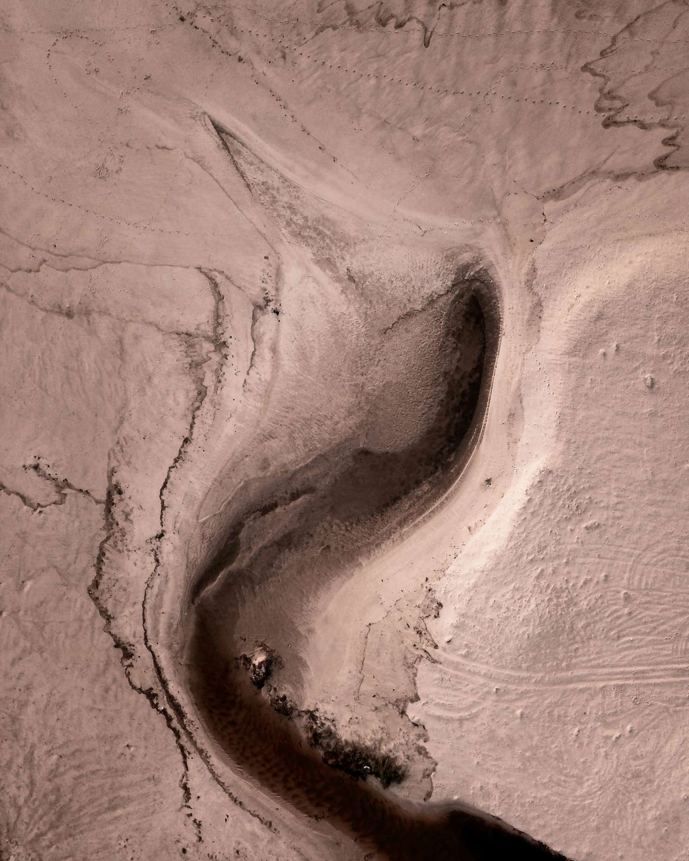 Winding Desert Stream Aerial — phone wallpaper preview