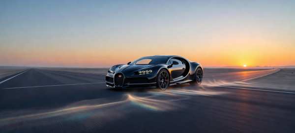 Bugatti Chiron Desert Sunset Drive — desktop wallpaper