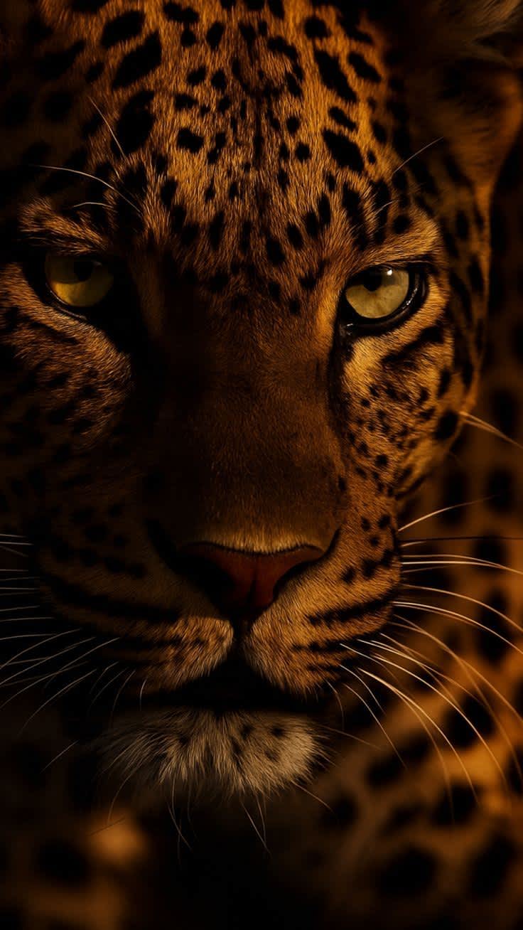 Intense Golden Leopard Gaze — phone wallpaper preview