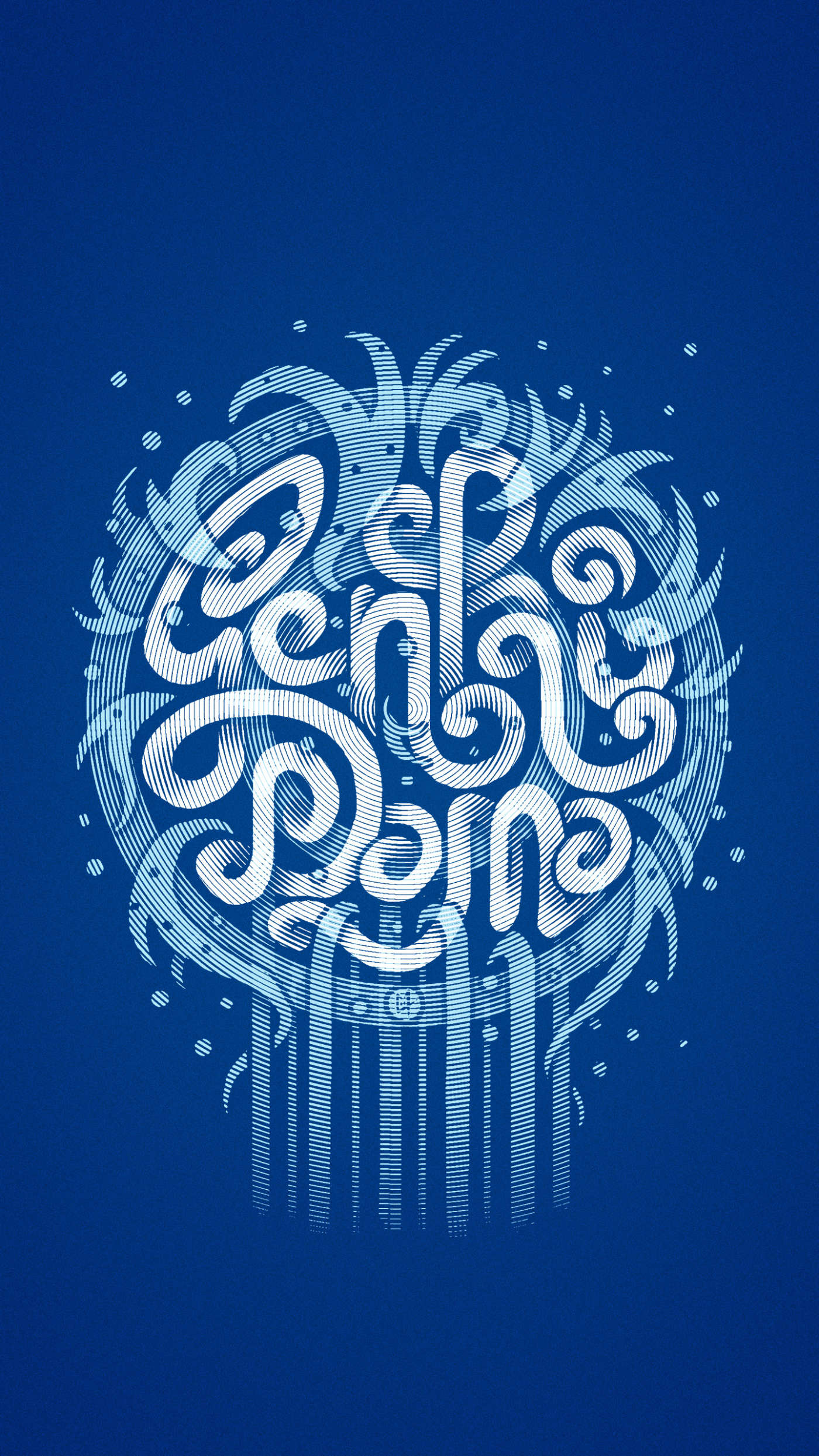 Dynamic Blue Calligraphic Script Art — phone wallpaper preview