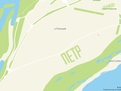 На карте Красноярска портала 2gis появилась надпись "ПЕТР" на острове Татышев