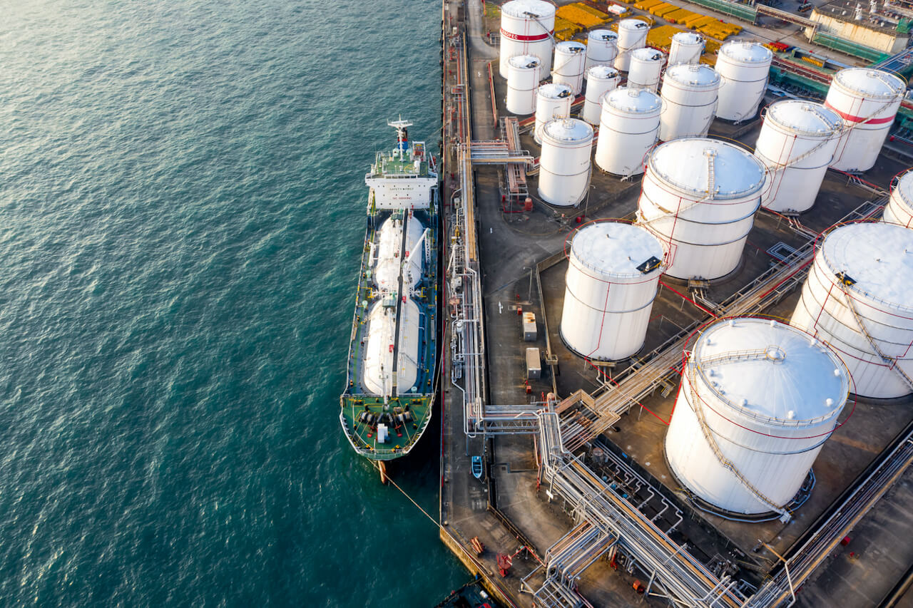 Bulk liquid storage tanks at HAVA Logistics terminal