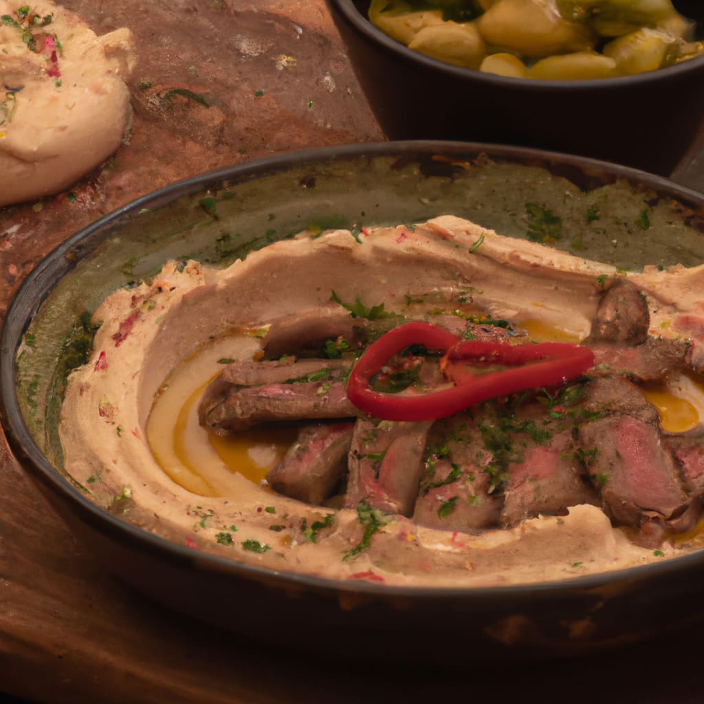 steak and hummus	aka hummus topped with steak