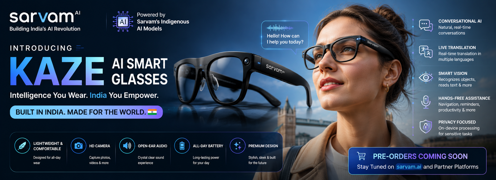 Sarvam AI Launches Kaze: India’s First AI Smart Glasses with Conversational AI