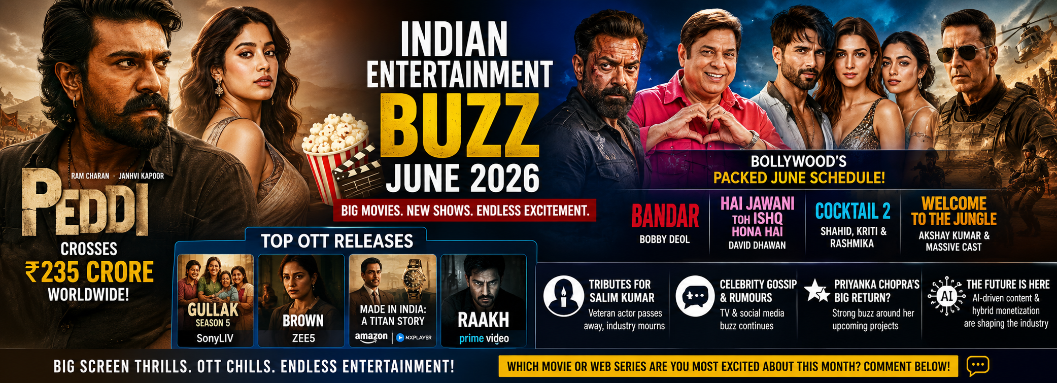 Entertainment News India June 2026: Peddi Shines at Box Office, Bollywood Gets Packed with Big Releases