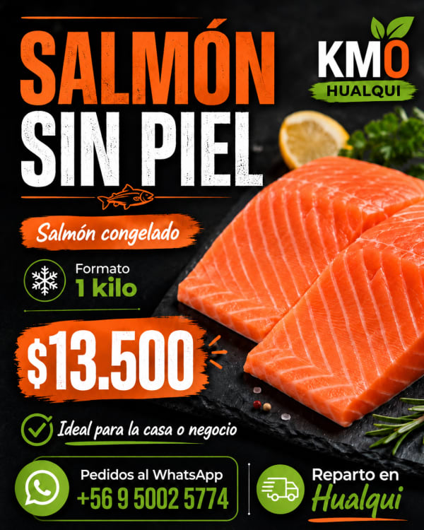 Salmón congelado sin piel