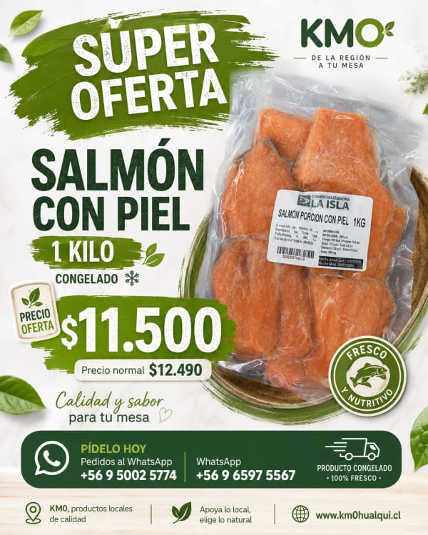 Salmón cola con piel