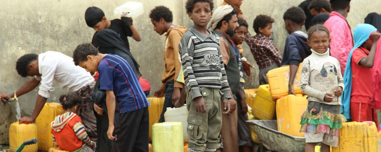 Oxfam teams in Yemen are helping by providing tanks of clean drinking water