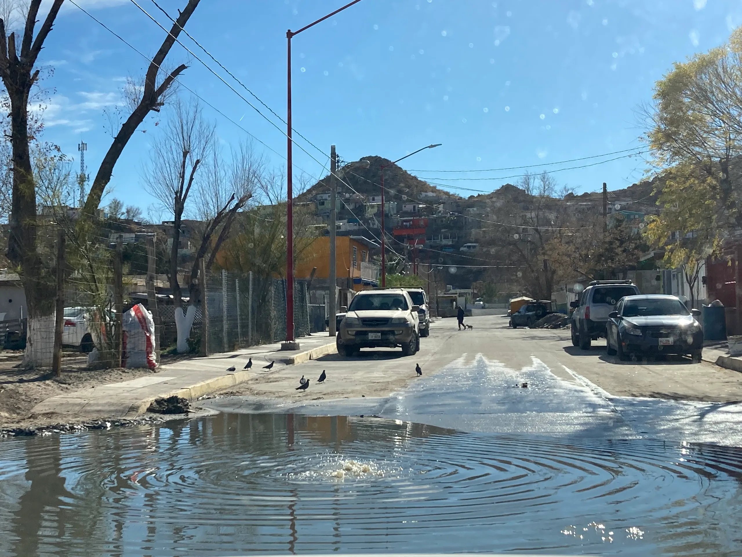 Wastewater in a residential neighborhood of Juárez near the Rio Grande. Mexican officials have acknowledged wastewater enters the Rio Grande from JuárezI