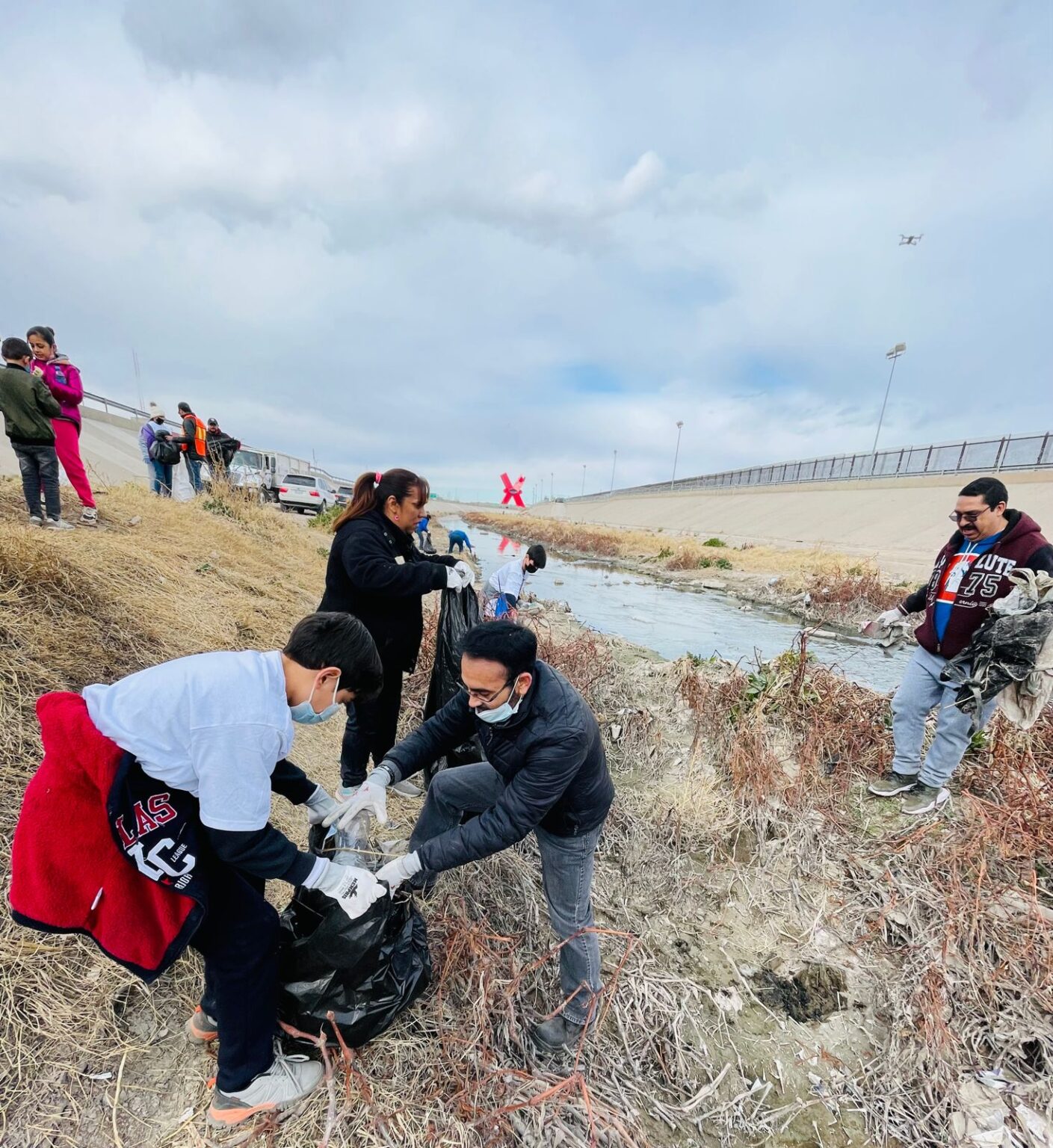 Fourth cleanup of the El Río Grande/El Río Bravo river: 500 volunteers and more than 6 tons of garbage and plastic was collected near Ciudad Juárez, Chihuahua, Mexico on February 12, 2023.