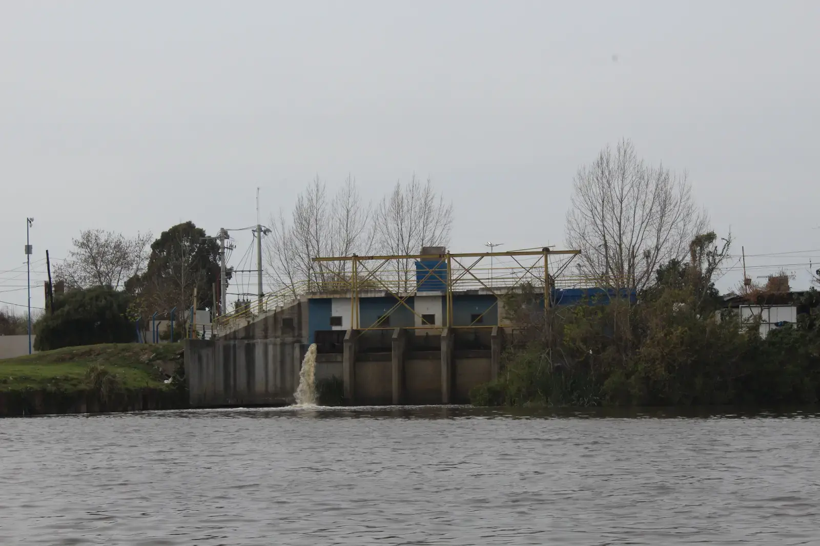 Polluted water from storm sewers in Argentina's Buenos Aires province empty into Riachuelo de la Matanza, 2023.