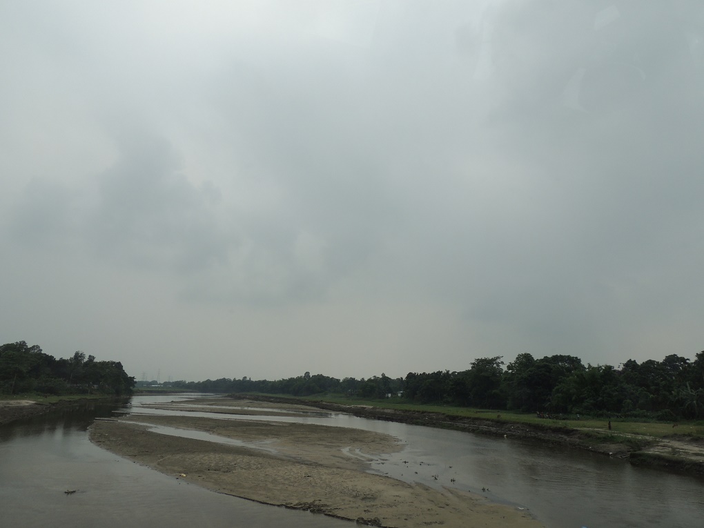 In the absence of adequate upstream water dry chars have emerged out of the river
