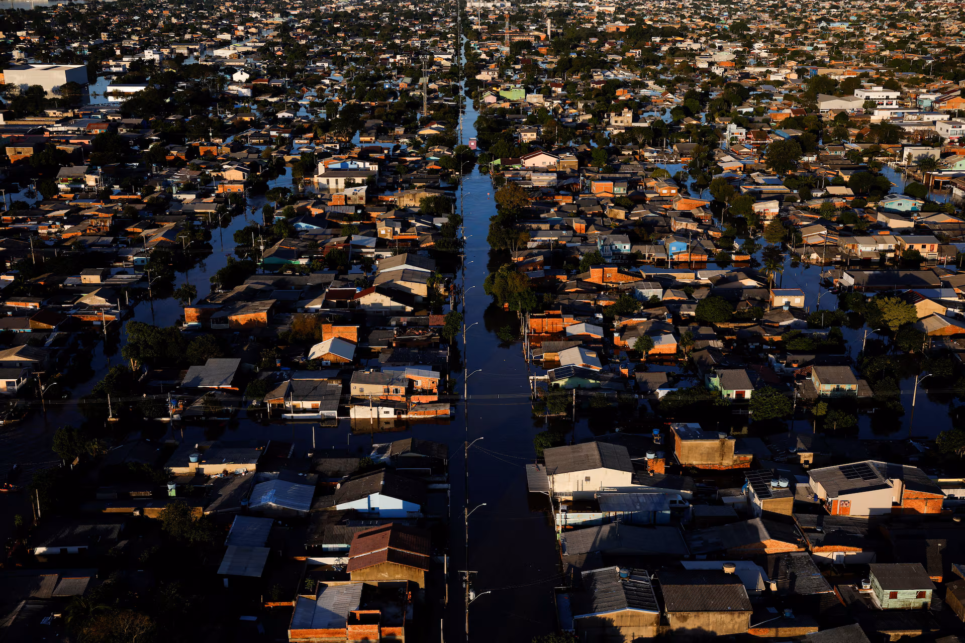A view of flooded streets in Canoas, in Rio Grande do Sul, Brazil