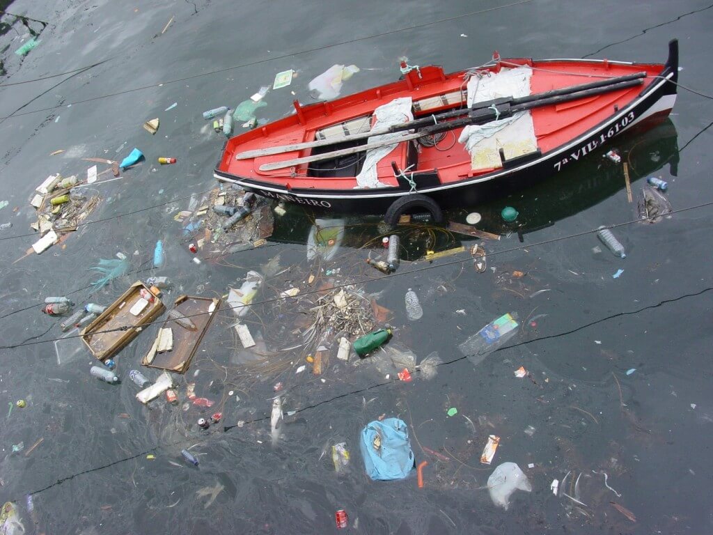 Plastic pollution in the river