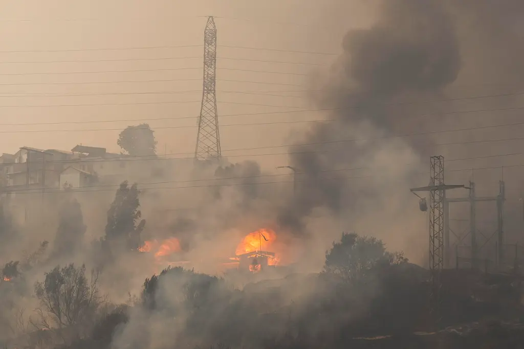 Forest fires affecting the Beagle Channel area, Viña del Mar, Valparaiso Region, Chile, 03 February 2024.