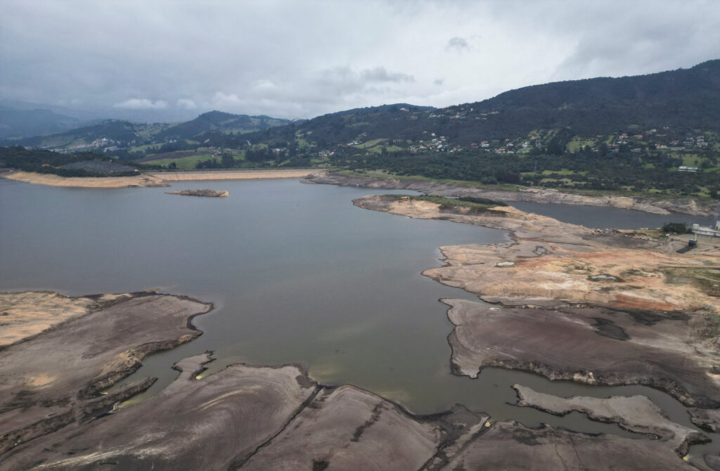 A drone view of San Rafael reservoir in La Calera, Colombia April 8, 2024