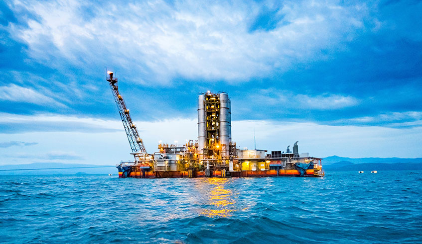A methane gas extraction facilitity on Lake Kivu.