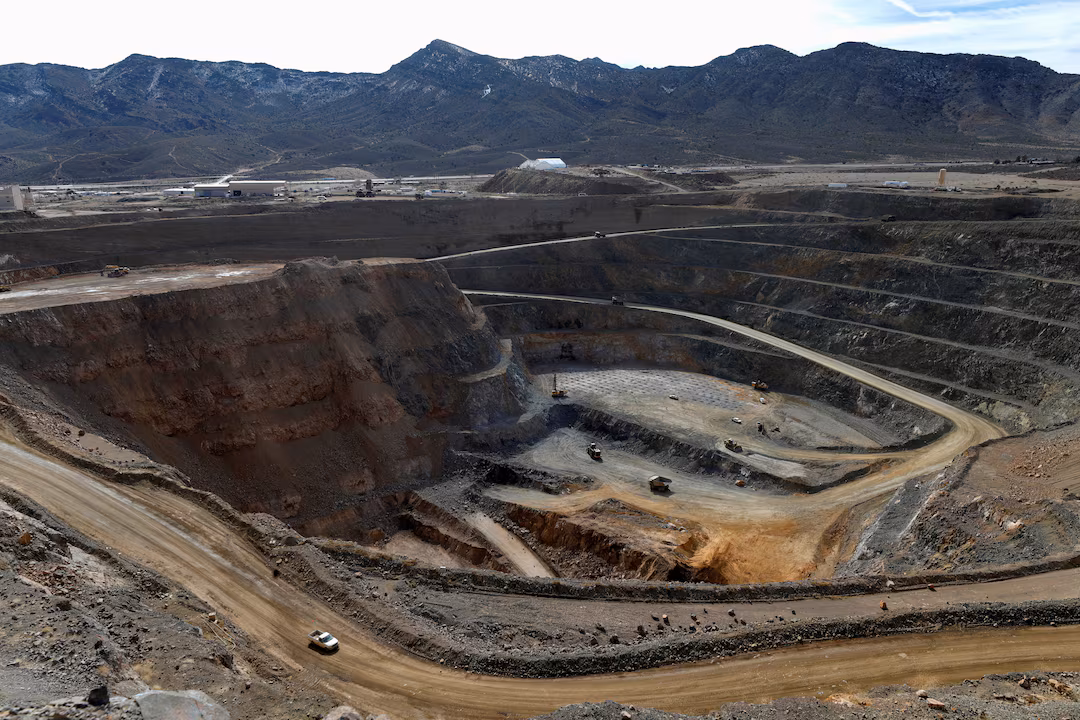 A view of the MP Materials rare earth open-pit mine in Mountain Pass, California, U.S.