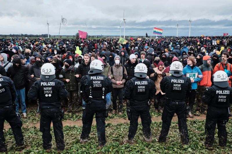 Activists in western Germany protest against coal mine