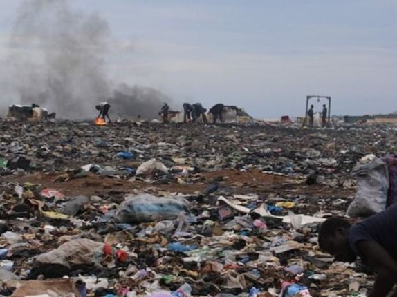 The bulk of waste is dumped untreated into unlined pits and waterways.