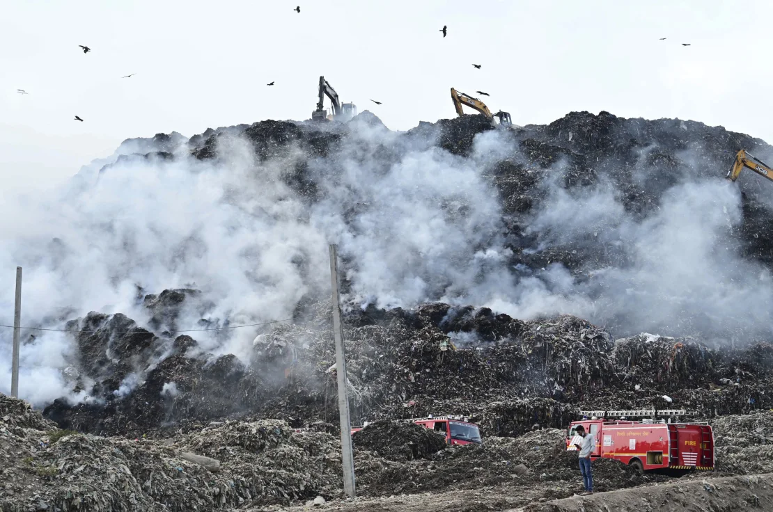 Ghazipur landfill in Delhi, India