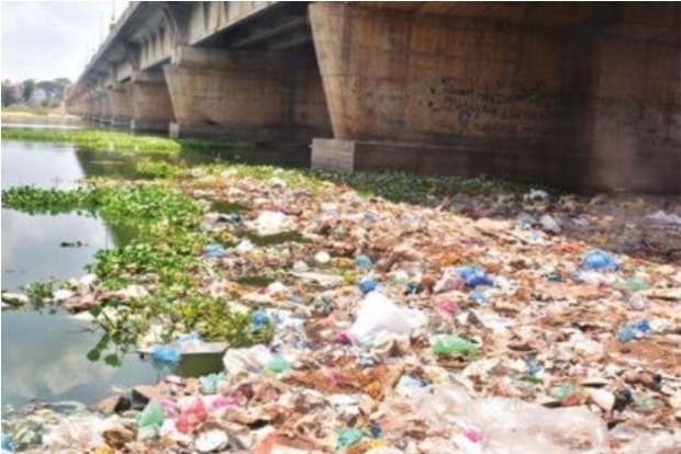 Cauvery polluted with waste materials