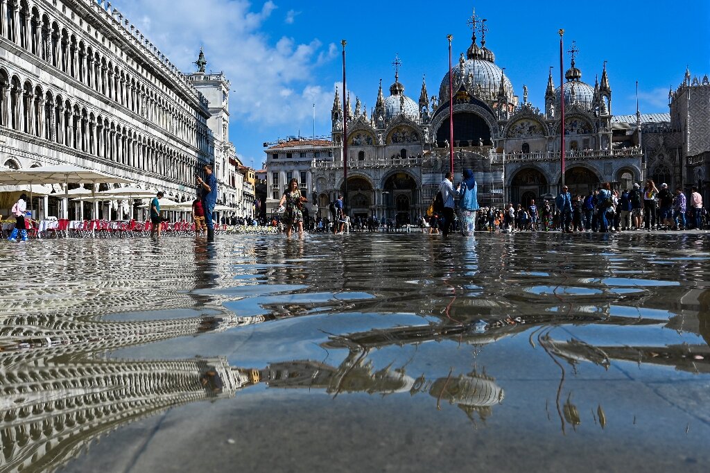Regular tides flood Venice, Italy