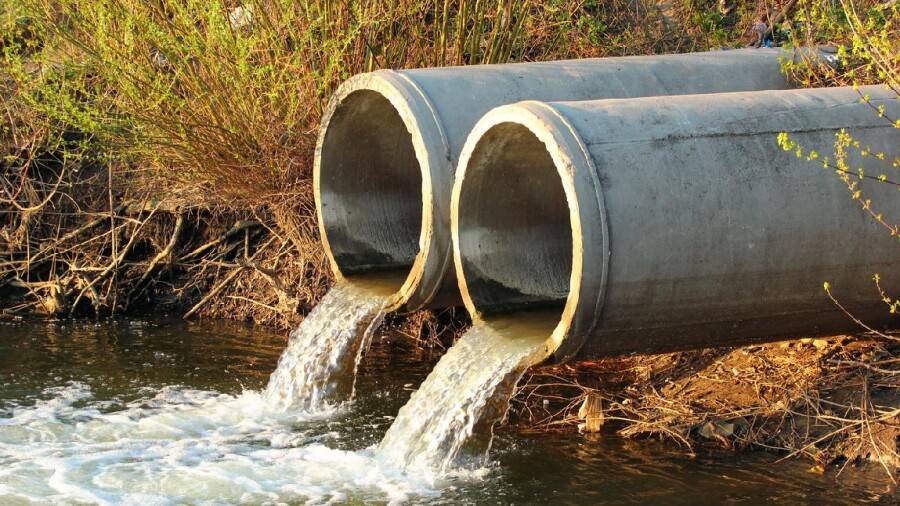 Sewage waste is poured into the Irtysh River in East Kazakhstan