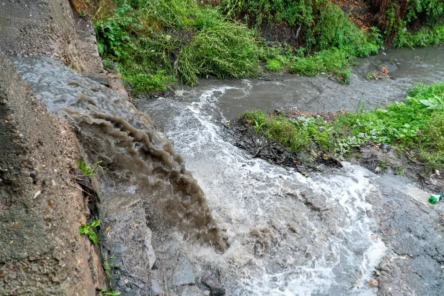 Wastewater flows into the Dniester