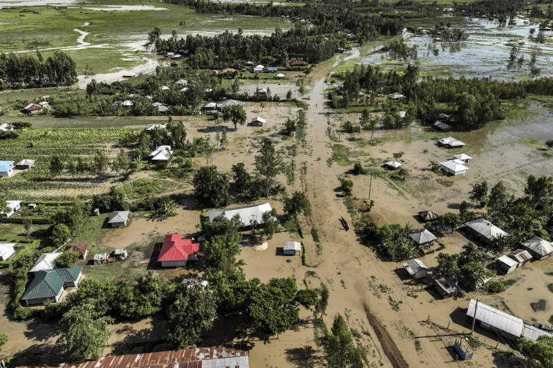 Floodwaters are visible in Ombaka Village, Kisumu, Kenya, April 17, 2024. (AP Photo/Brian Ongoro)