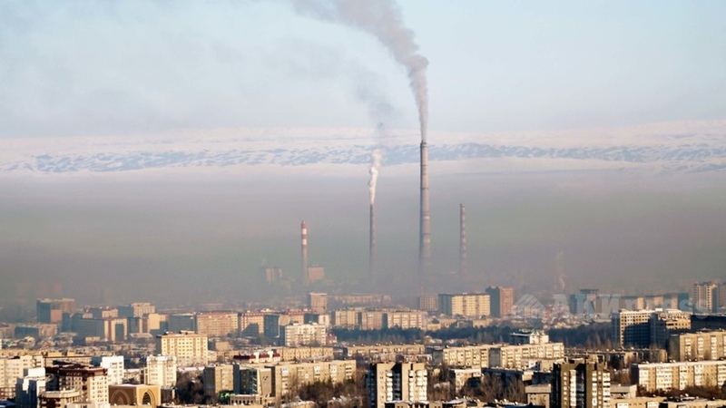 Bird eye's view of smog over Bishkek