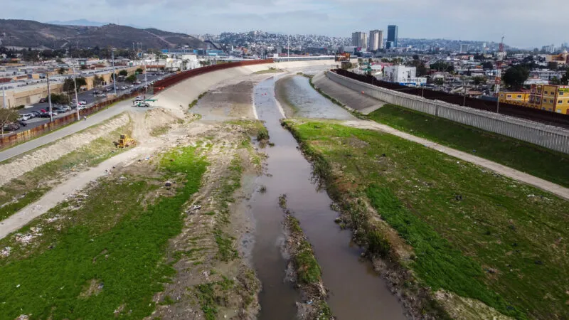 Raw sewage flowing to the Tijuana River