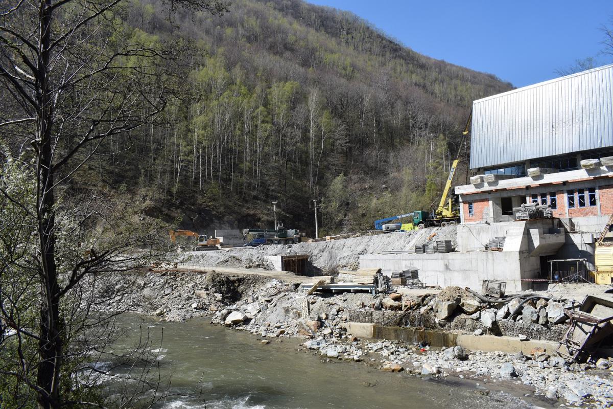 Hydropower construction site in midst of the Defileul Jiului National Park