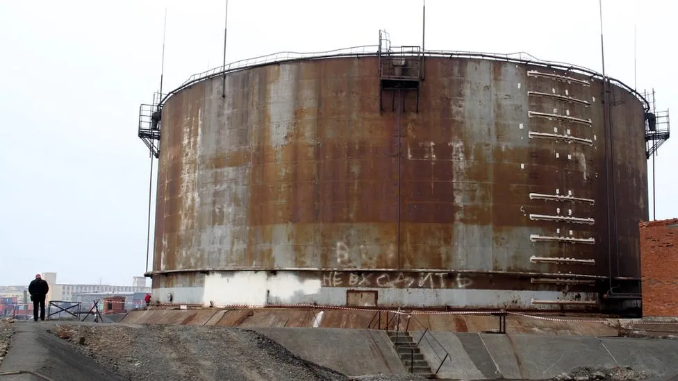 The source of the spill: Part of the power plant in Norilsk