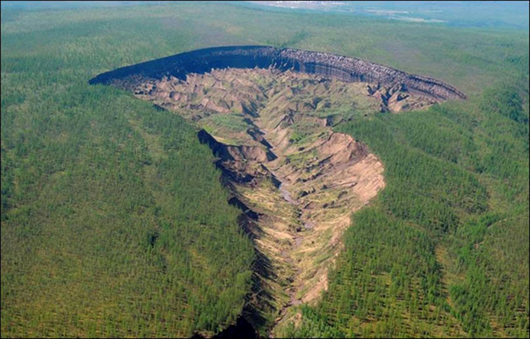 Increasing the size of the Batagaika crater in Yakutia, Russia