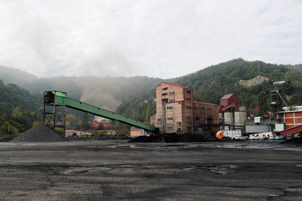 The outside of a coal mine after an explosion in Amasra, Bartin province, Turkey, October 15, 2022.