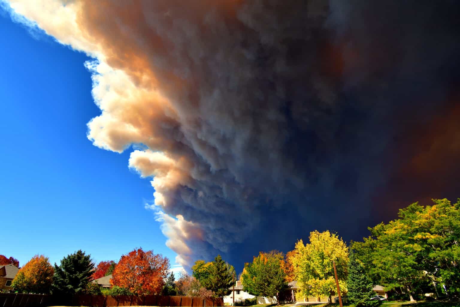 Smoke from the Cameron Peak fire in Colorado is shown here approaching Loveland.