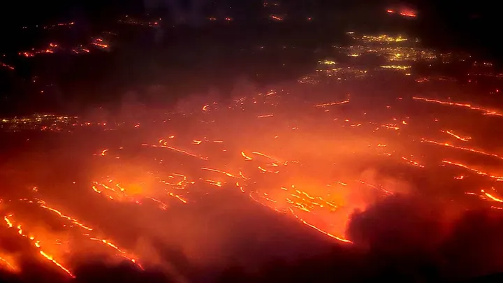 Aerial view of wildfires in Texas U.S., February 27, 2024