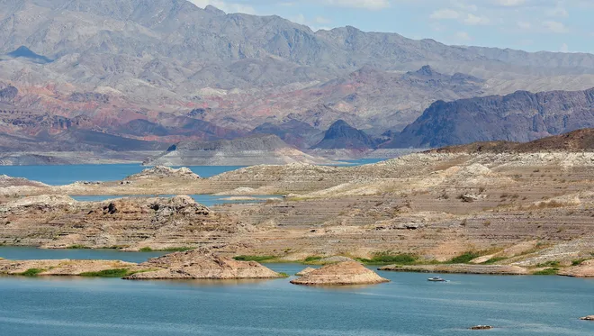 Drying up of Lake Mead in Nevada, United States
