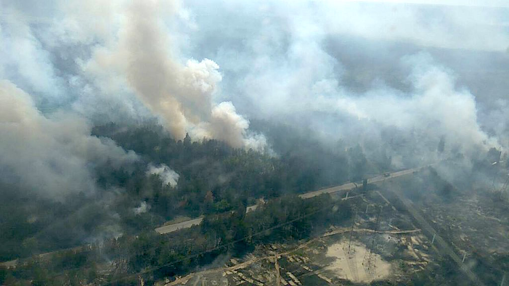Exclusion Zone with wildfires which pollute air