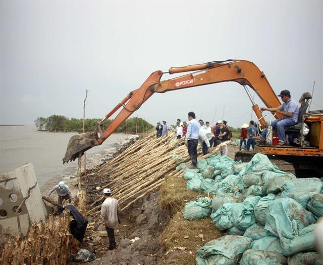 The southernmost province of Ca Mau has sent forces to protect the western section of the provincial dyke to prevent it from eroding.  Land subsidence is worsening in the Cuu Long (Mekong) Delta.